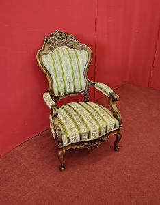 Carved Louis XV Style Armchair – 19th Century Italy